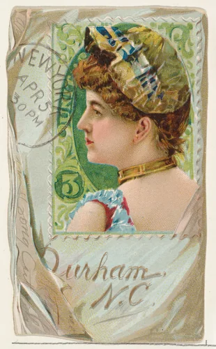Stamp on envelope, from the Novelties series (N122) issued by Gail & Ax Tobacco to promote Navy Long Cut by Gail & Ax Tobacco, print, 1889