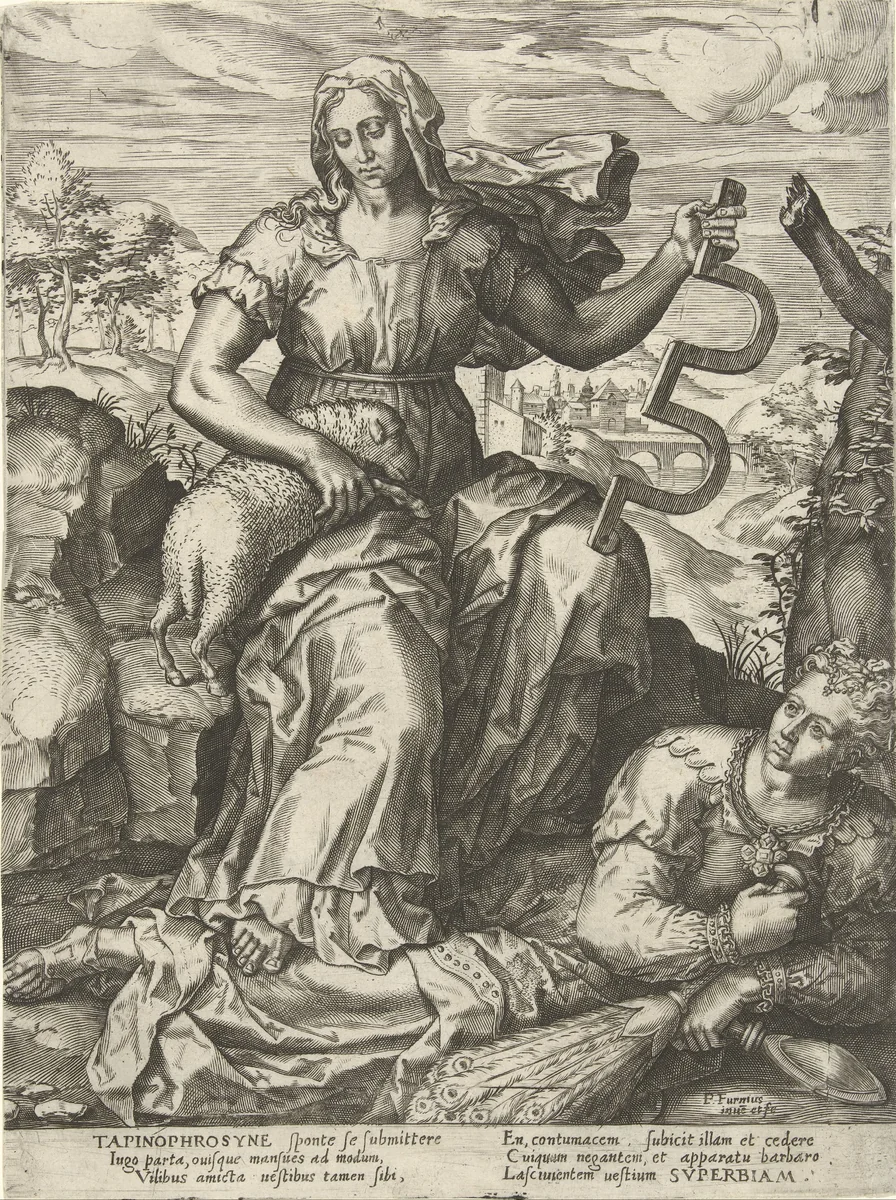 Nederigheid overwint de Hoogmoed by Unknown, print, 1550-1625