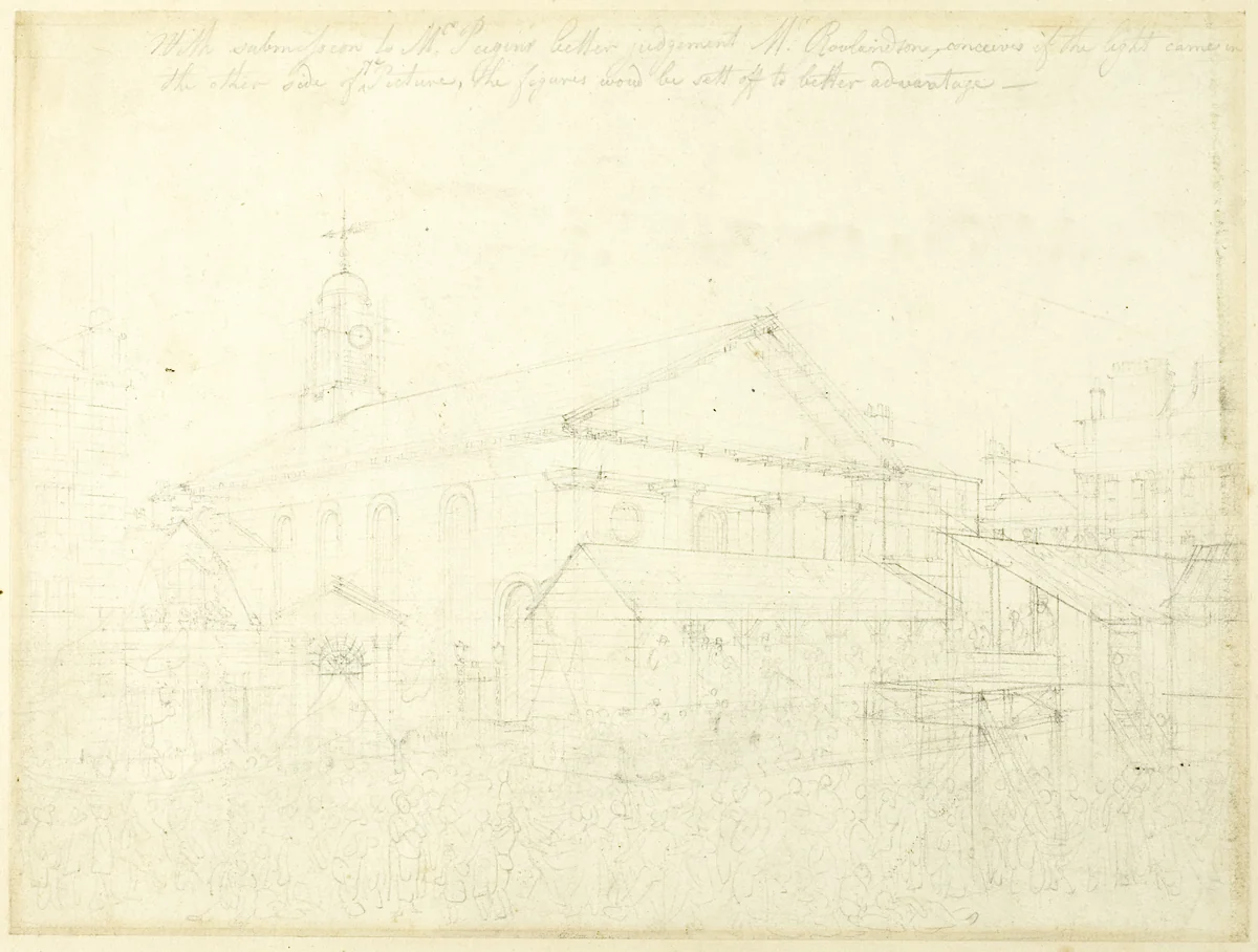 Study for Covent Garden Market, Westminster Election, from Microcosm of London by Augustus Charles Pugin
Thomas Rowlandson, drawing, 1807-1808