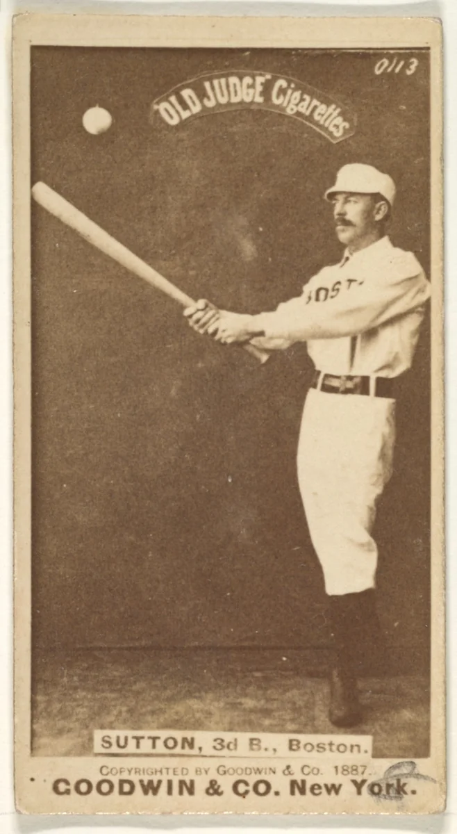 Sutton, 3rd Base, Boston, from the Old Judge series (N172) for Old Judge Cigarettes by Goodwin & Company, photograph, 1887