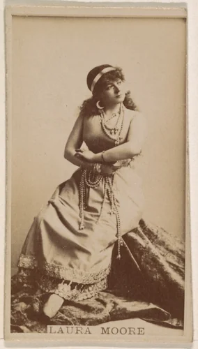 Laura Moore, from the Actresses series (N245) issued by Kinney Brothers to promote Sweet Caporal Cigarettes by Kinney Brothers Tobacco Company, photograph, 1890