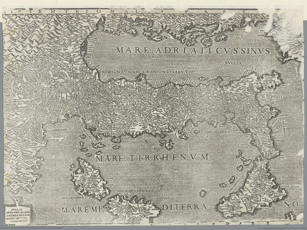 Kaart van Italië by Unknown, print, 1555-1560