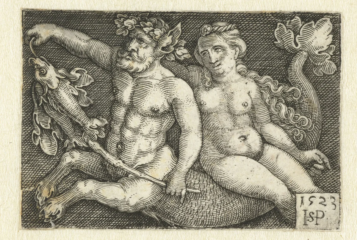 Triton en Nereïde by Unknown, print, 1523