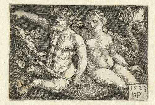 Triton en Nereïde by Unknown, print, 1523