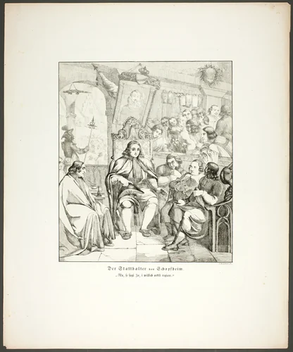 The Governor of Schopfheim (Der Statthalter von Schopfheim), plate eight from the series Poems in the Dialect of the Upper Rhine Region (Zehn Blätter Zu Hebels Alemannischen Gedichten) by Sophie Reinhard, print, 1820