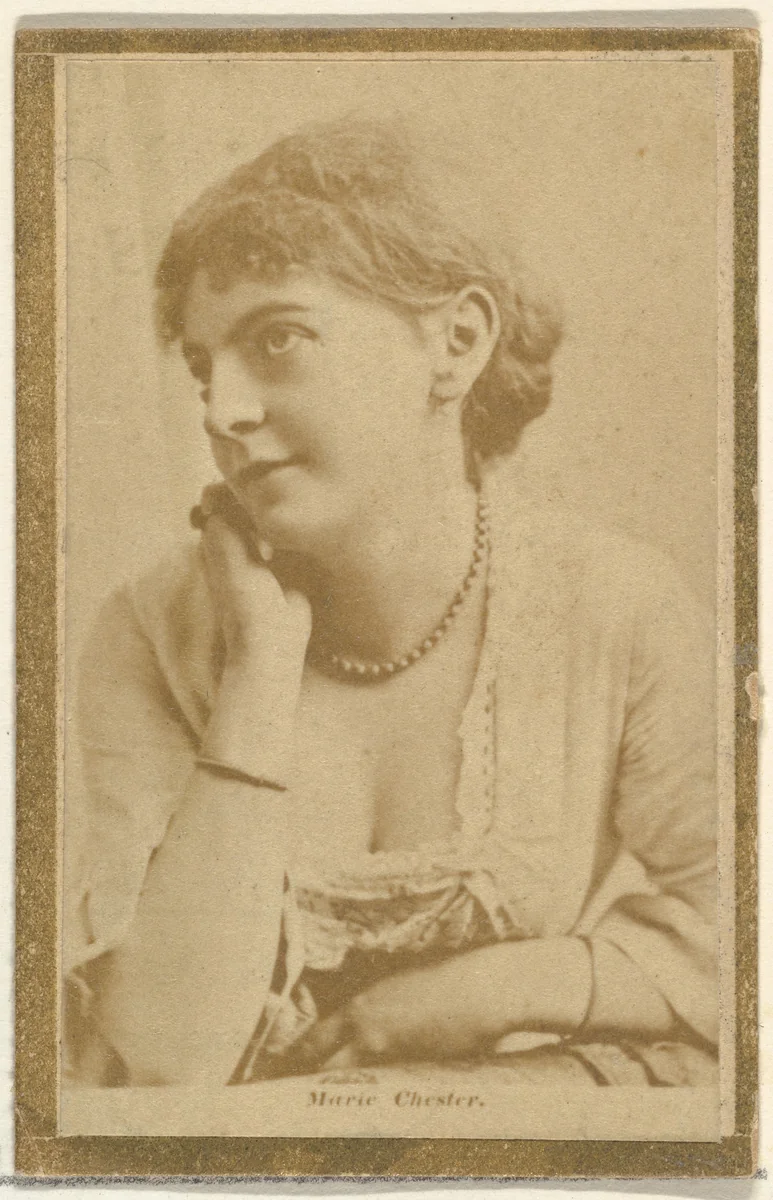 Marie Chester, from the Actresses and Celebrities series (N60, Type 2) promoting Little Beauties Cigarettes for Allen & Ginter brand tobacco products by Allen & Ginter, photograph, 1887