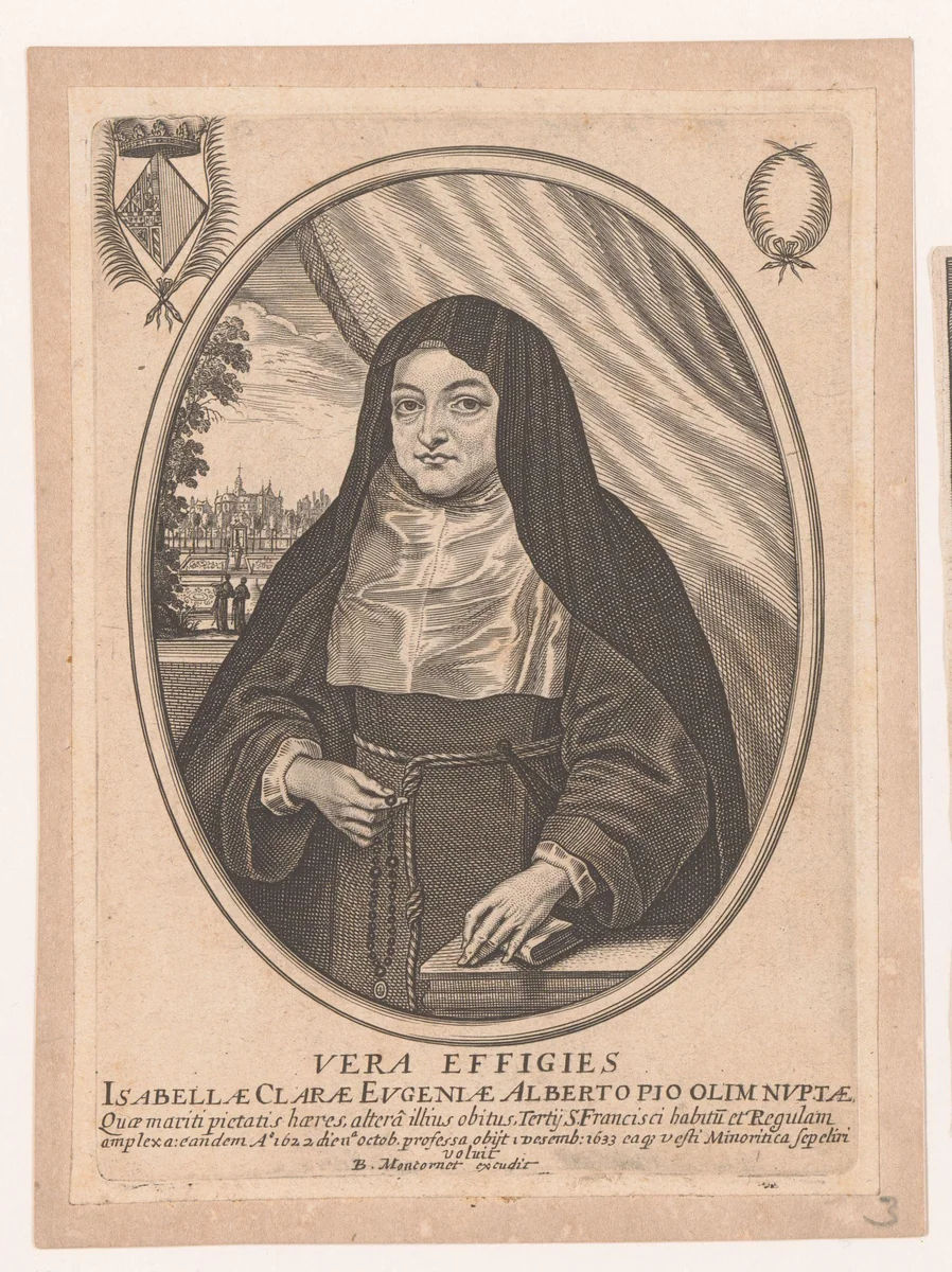 Portret van Isabella Clara Eugenia by anonymous, print, 1633-1668