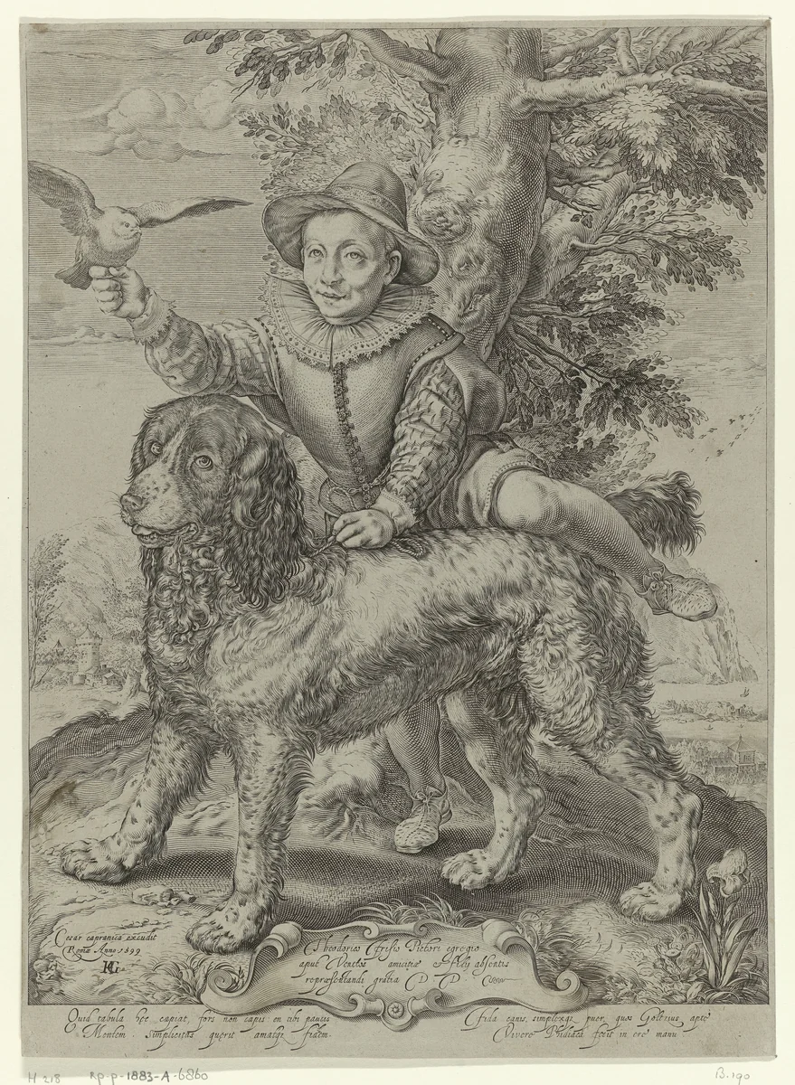 Portret van Frederik de Vries by Raffaello Guidi, print, 1599