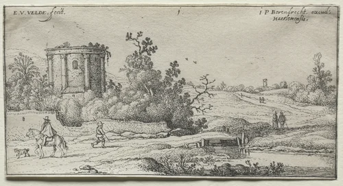 Landscapes: Landscape with Ruins of a Roman Temple by Esaias van de Velde, print, 1615-1645