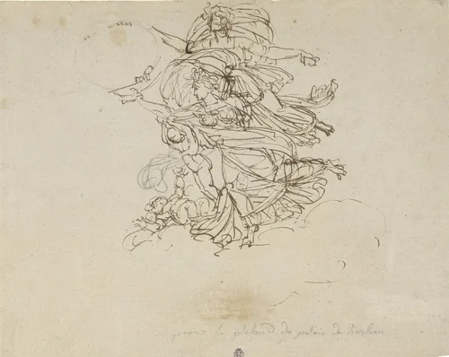 Ontwerp voor figuurgroep in het paleis van koning Lodewijk Napoleon te Haarlem by Philippe Auguste Hennequin, drawing, 1806-1810