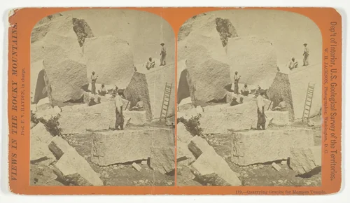 Quarrying Granite for Mormon Temple, No. 119 from the series "Views in the Rocky Mountains" by William Henry Jackson, photograph, 1870-1878