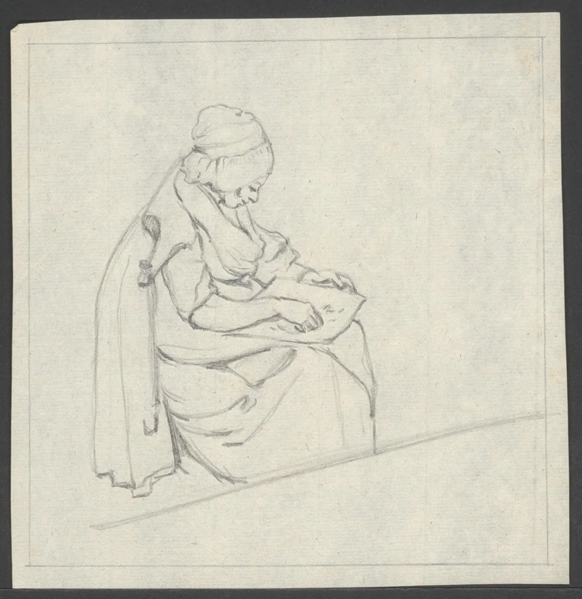 Lezende vrouw by anonymous, drawing, 1800-1899
