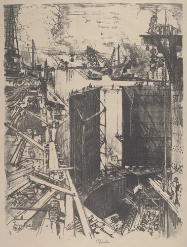 The Guard Gate, Gatun Lock by Joseph Pennell, print, 1912
