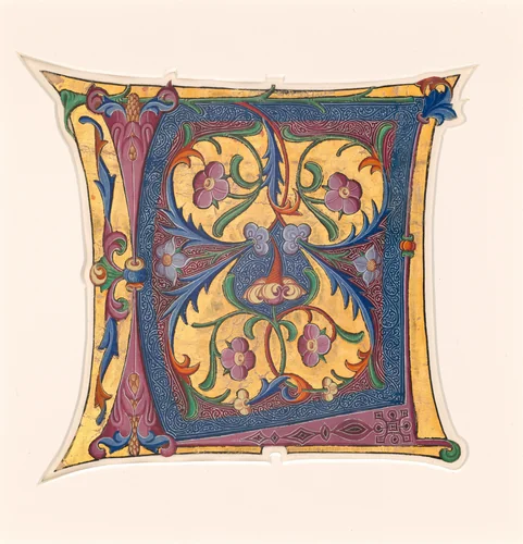 Initial L by Master of the Cypresses, drawing, 1430-1440