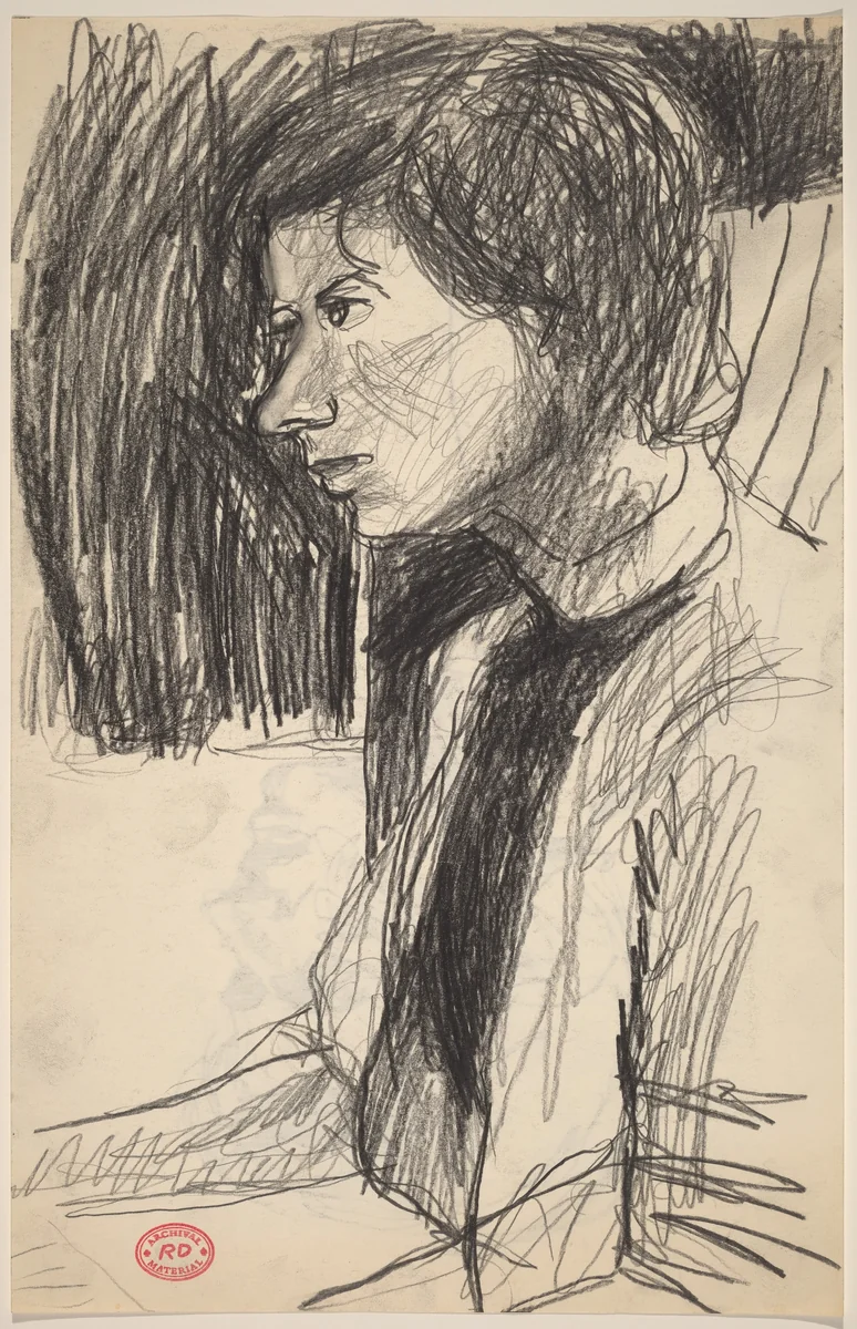 Untitled [woman facing left] [recto] by Richard Diebenkorn, drawing, 1955-1967