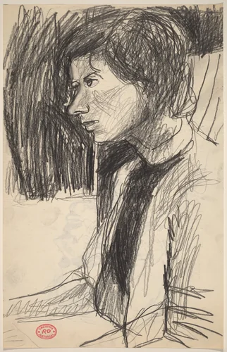 Untitled [woman facing left] [recto] by Richard Diebenkorn, drawing, 1955-1967