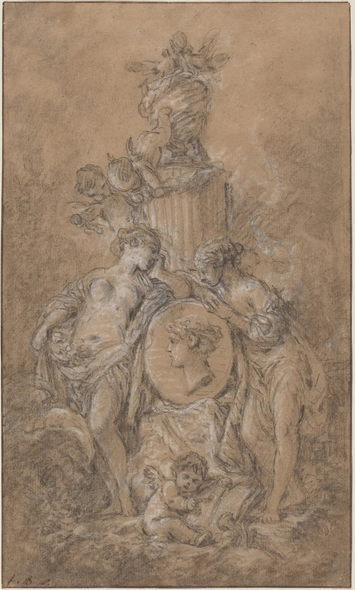 Design for a Funeral Monument by François Boucher, drawing, 1767