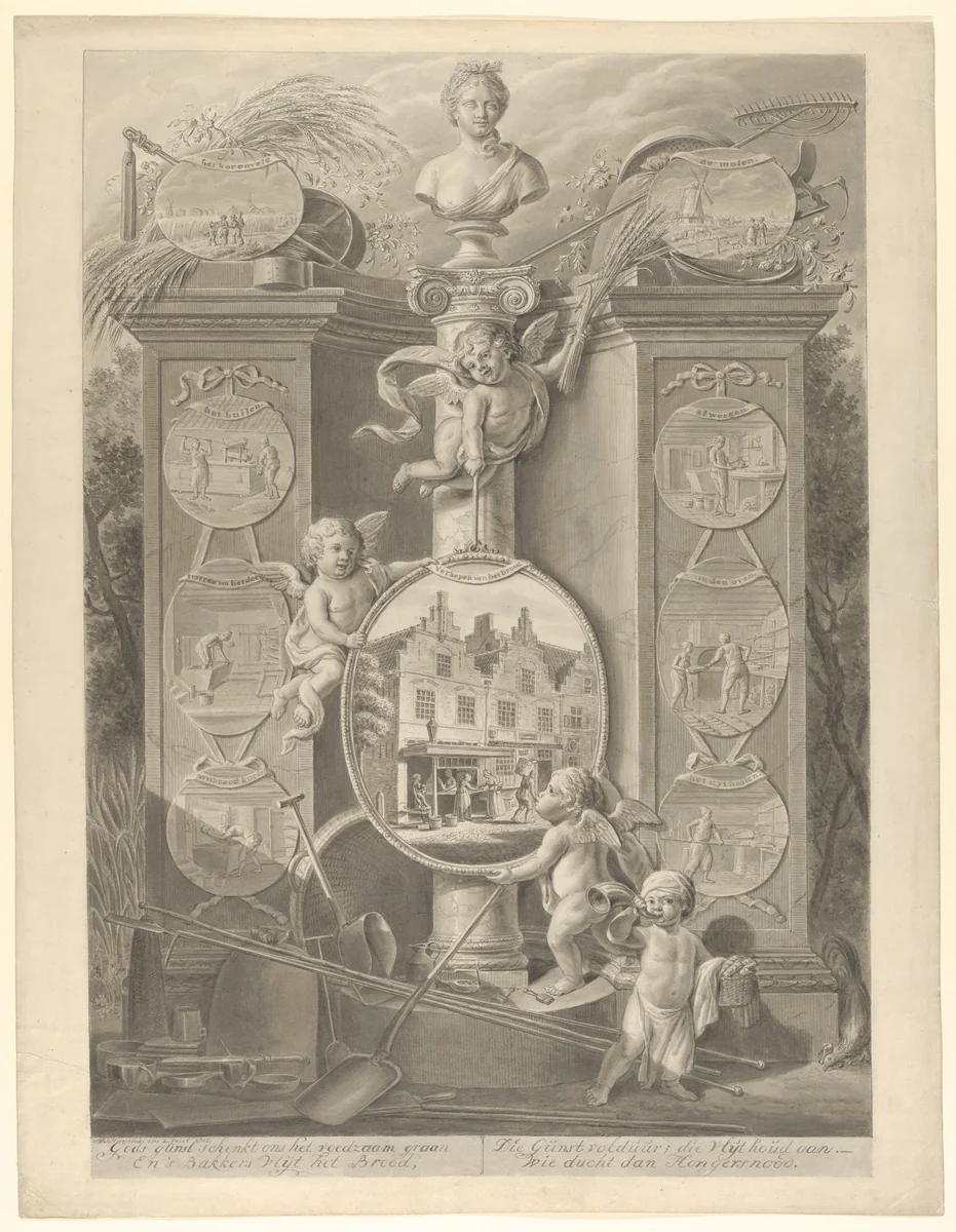 Allegory of the Baker's Trade by Johannes Petrus van Horstok, drawing, 1807