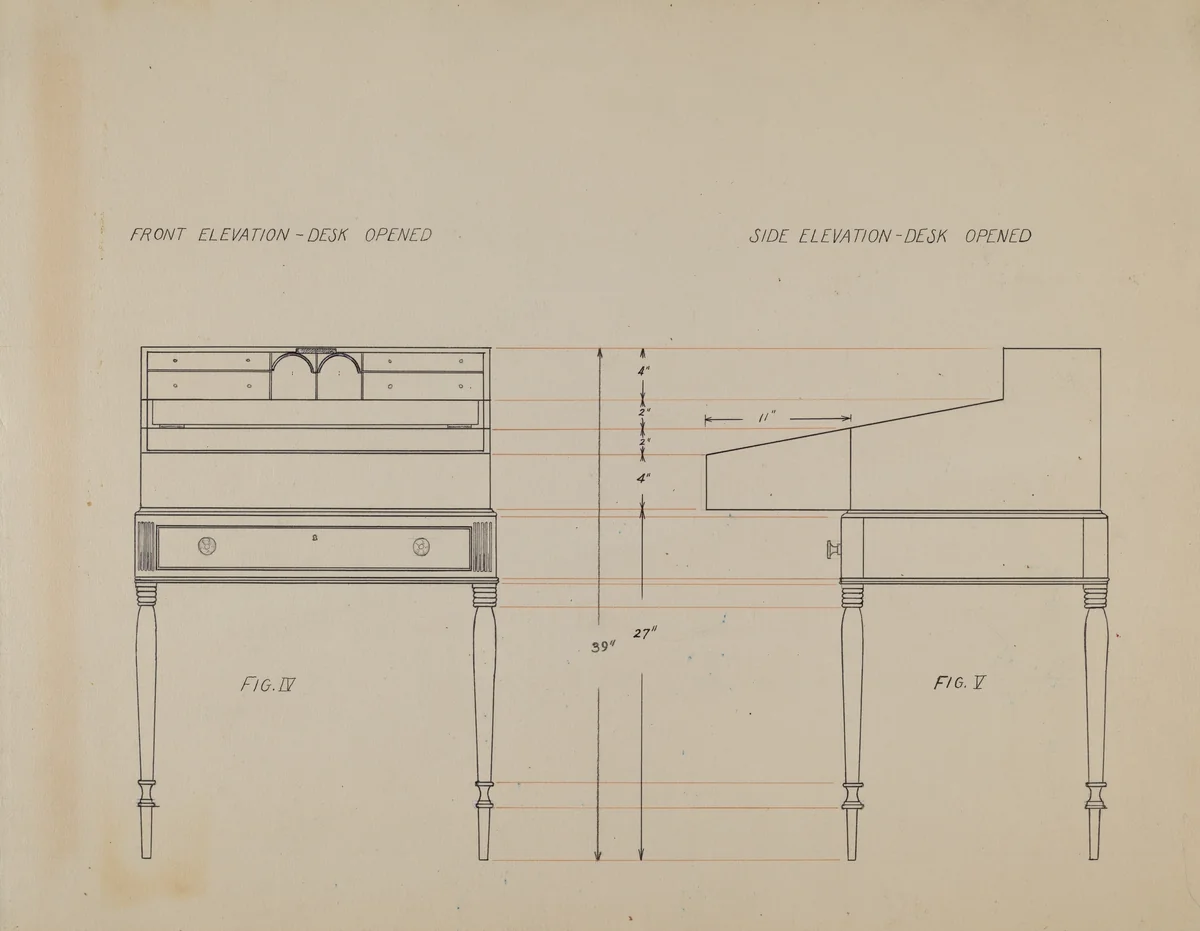 Desk by American 20th Century, index of american design, 1935-1942
