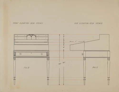 Desk by American 20th Century, index of american design, 1935-1942