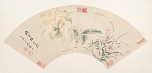 Carnations and amaranthus by Yun Shouping, painting, 1644-1690