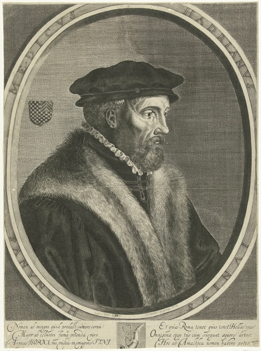 Portret van Hadrianus Junius by Cornelis Koning, print, 1620-1671