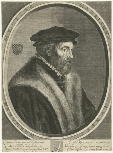 Portret van Hadrianus Junius by Cornelis Koning, print, 1620-1671