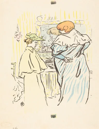 Two Women before a Mirror by Henri de Toulouse-Lautrec, print, 1864-1901