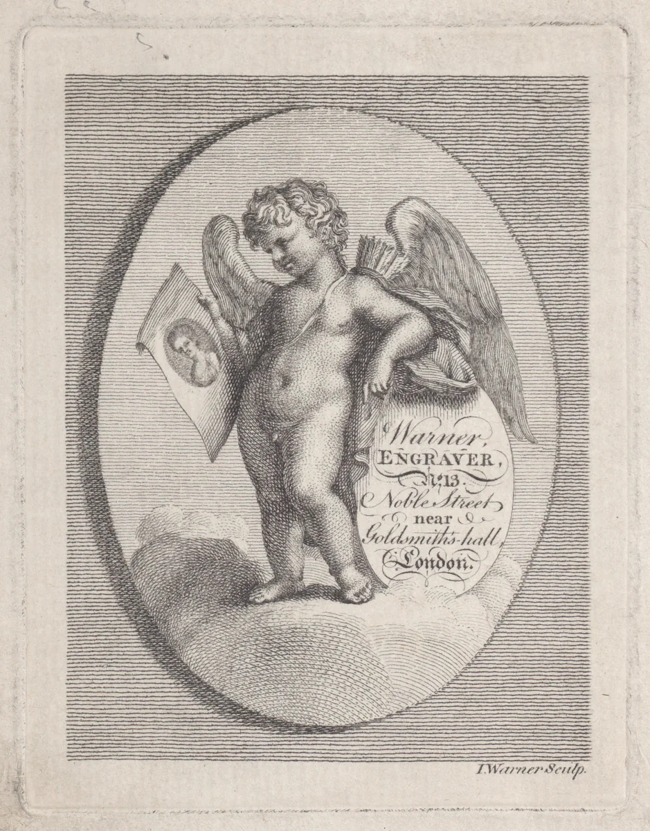 Trade card for I. Warner, Engraver by anonymous, print, 1700-1800