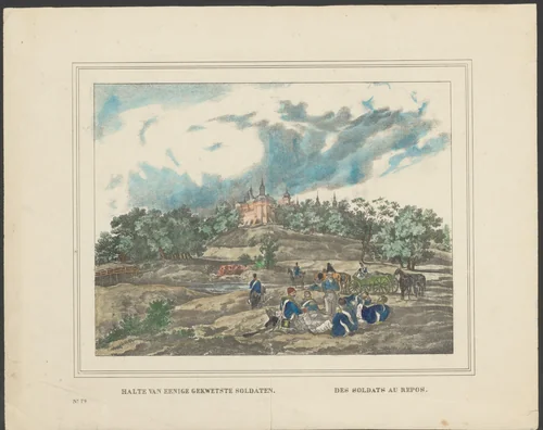 Verzorging van gewonden soldaten by anonymous, print, 1800-1899