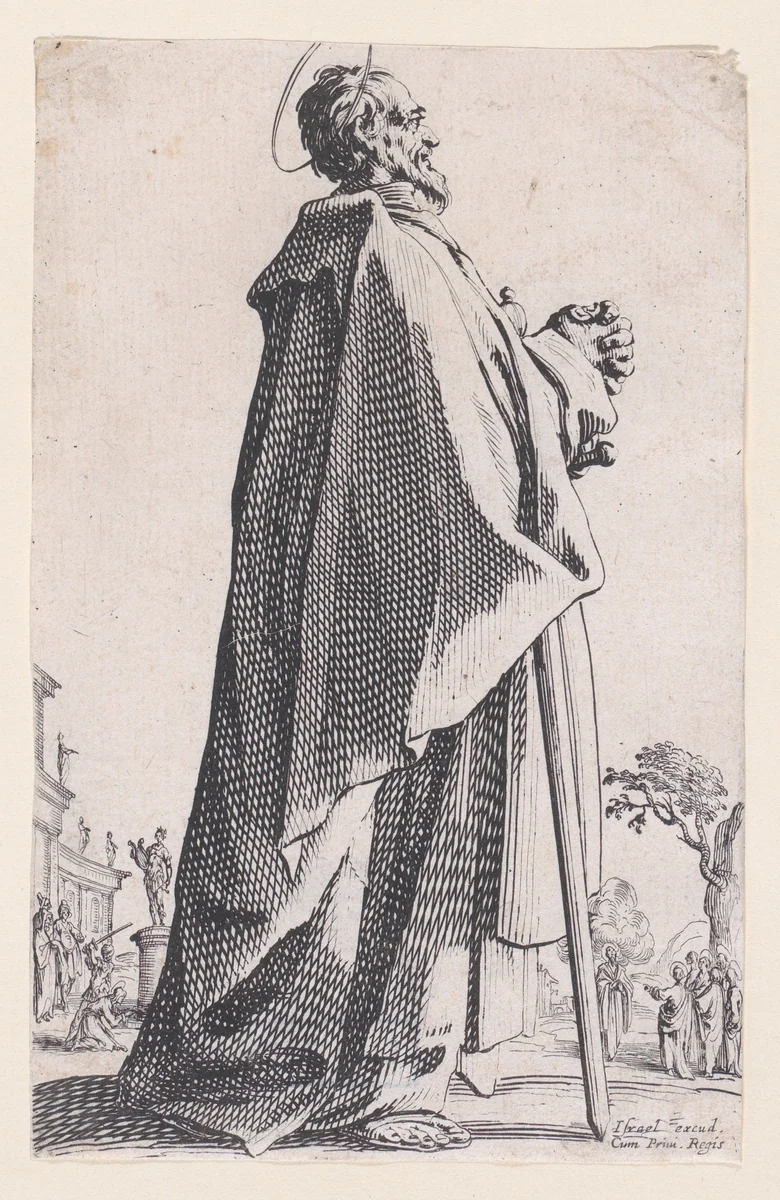 St. Matthew, from "Les Grands Apôtres Debout, Représentant Le Sauveur, La Bienheureuse Marie et Les Saints Apôtres" (The Large Standing Apostles, Representing The Savior, The Blessed Mary and The Apostles) by Jacques Callot, print, 1631