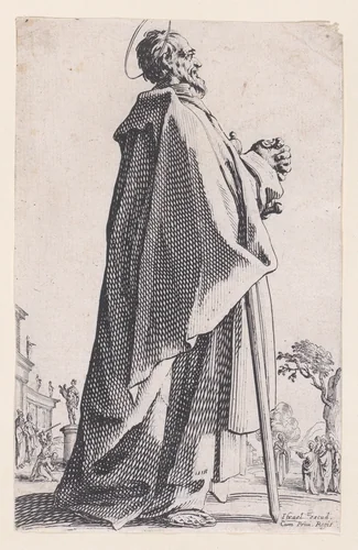 St. Matthew, from "Les Grands Apôtres Debout, Représentant Le Sauveur, La Bienheureuse Marie et Les Saints Apôtres" (The Large Standing Apostles, Representing The Savior, The Blessed Mary and The Apostles) by Jacques Callot, print, 1631