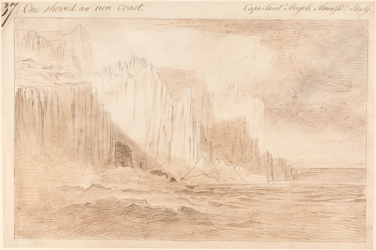 Capo Sant'Angelo, Amalfi by Edward Lear, drawing, 1885