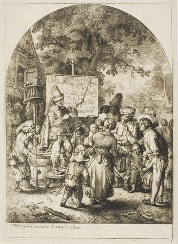 Ballad Singer at a Country Fair by Christian Wilhelm Ernst Dietrich, print, 1732-1774