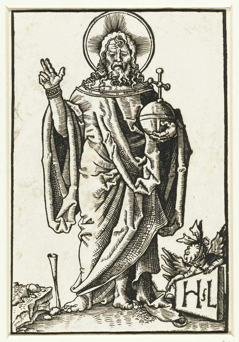 Zegenende Christus (Salvator Mundi) by Unknown, print, 1505-1533