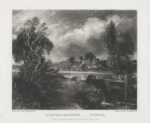 A Lock on the Stour by David Lucas, print, 1831