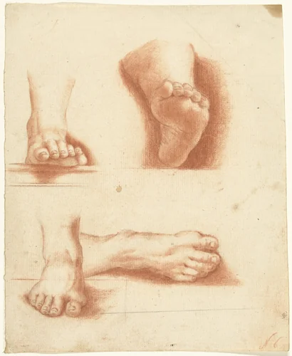 Studie van vier voeten by anonymous, drawing, 1700-1800
