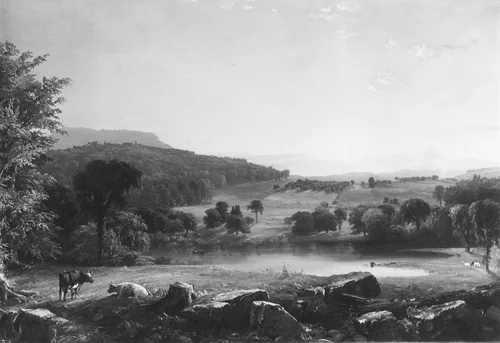 View near Sherburne, Chenango County, New York by Jasper Francis Cropsey, artwork, 1853