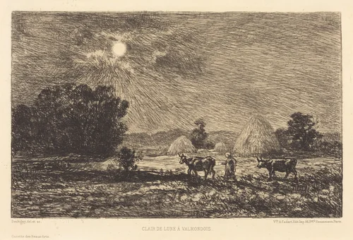 Moonlight at Valmondois (Clair de lune a Valmondois) by Charles-François Daubigny, print, 1877