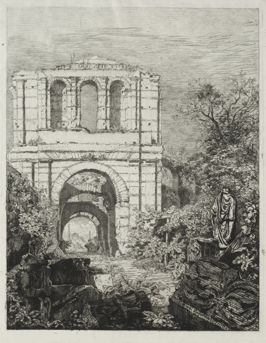 Ruins of the Palais Gallien in Bordeaux by Maxime Lalanne, print, 1866-1874