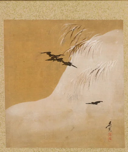 Birds in Snow from Album of Paintings by the Venerable Zeshin by Shibata Zeshin (柴田是真), book, 1847
