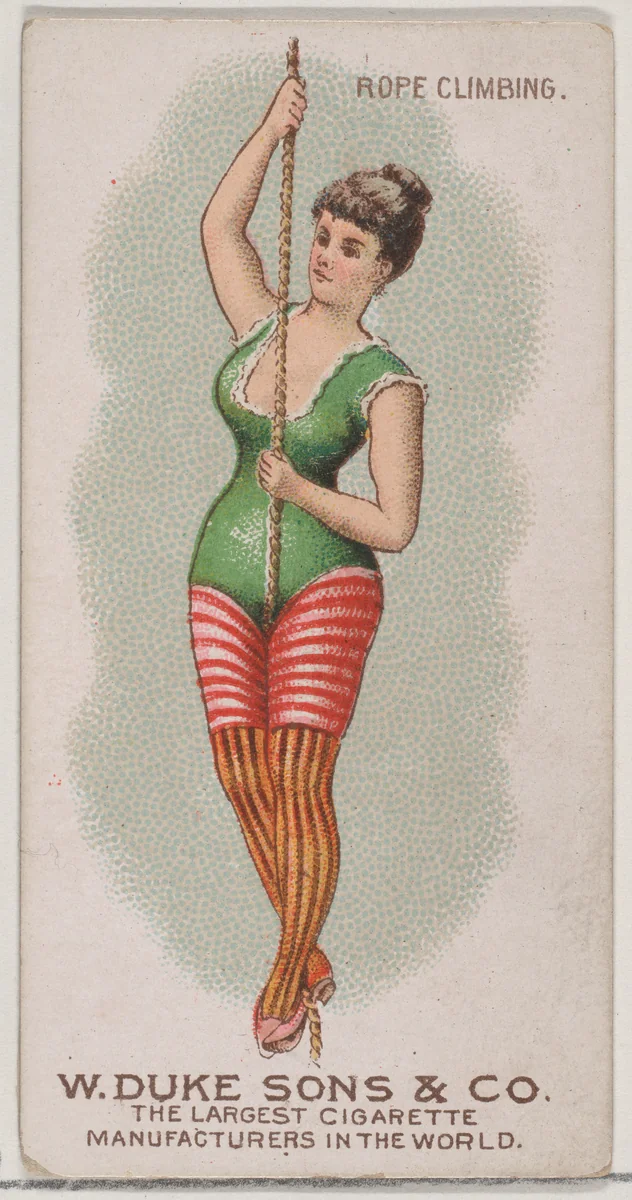 Rope Climbing, from the Gymnastic Exercises series (N77) for Duke brand cigarettes by W. Duke, Sons & Co., print, 1887