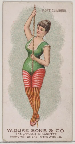 Rope Climbing, from the Gymnastic Exercises series (N77) for Duke brand cigarettes by W. Duke, Sons & Co., print, 1887