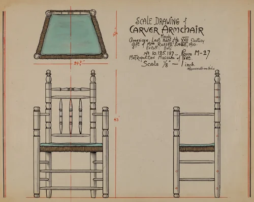 Carver Armchair by M. Rosenshield-von-Paulin, index of american design, 1935-1942