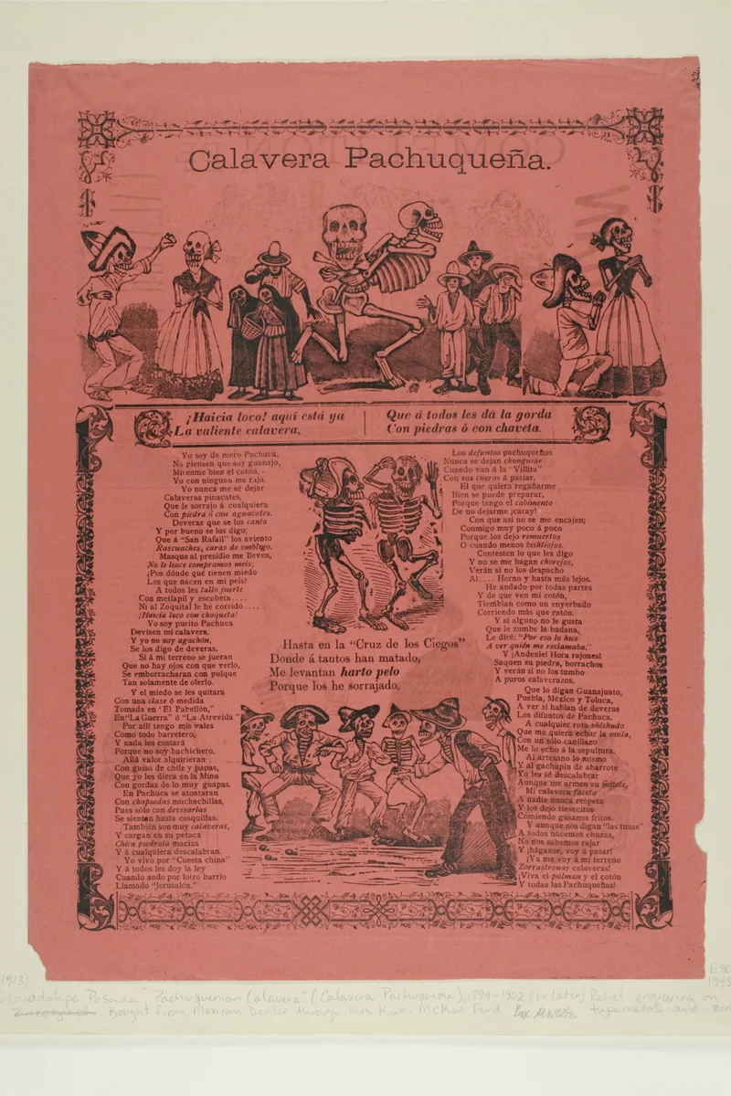 Pachuquenian Calavera by José Guadalupe Posada, print, 1894