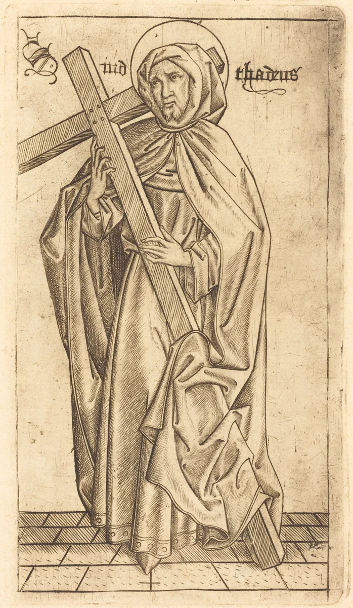 Saint Judas Thaddeus (?) or Saint Simon (?) by Israhel van Meckenem, print, 1470-1480