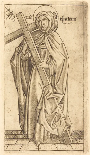 Saint Judas Thaddeus (?) or Saint Simon (?) by Israhel van Meckenem, print, 1470-1480