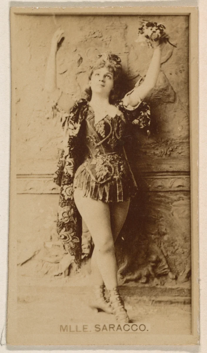 Mlle. Elisa Saracco, from the Actresses series (N245) issued by Kinney Brothers to promote Sweet Caporal Cigarettes by Kinney Brothers Tobacco Company, photograph, 1890