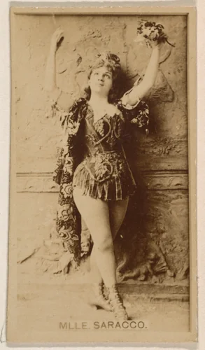 Mlle. Elisa Saracco, from the Actresses series (N245) issued by Kinney Brothers to promote Sweet Caporal Cigarettes by Kinney Brothers Tobacco Company, photograph, 1890