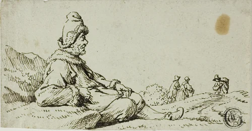 Man Resting in Landscape by David Teniers the Younger, drawing, 1590-1709